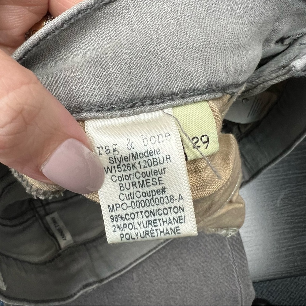 NWT Rag & Bone Slate Gray Ankle Length Skinny Jeans Raw Fray Hem Size 29 $228 - Picture 9 of 11